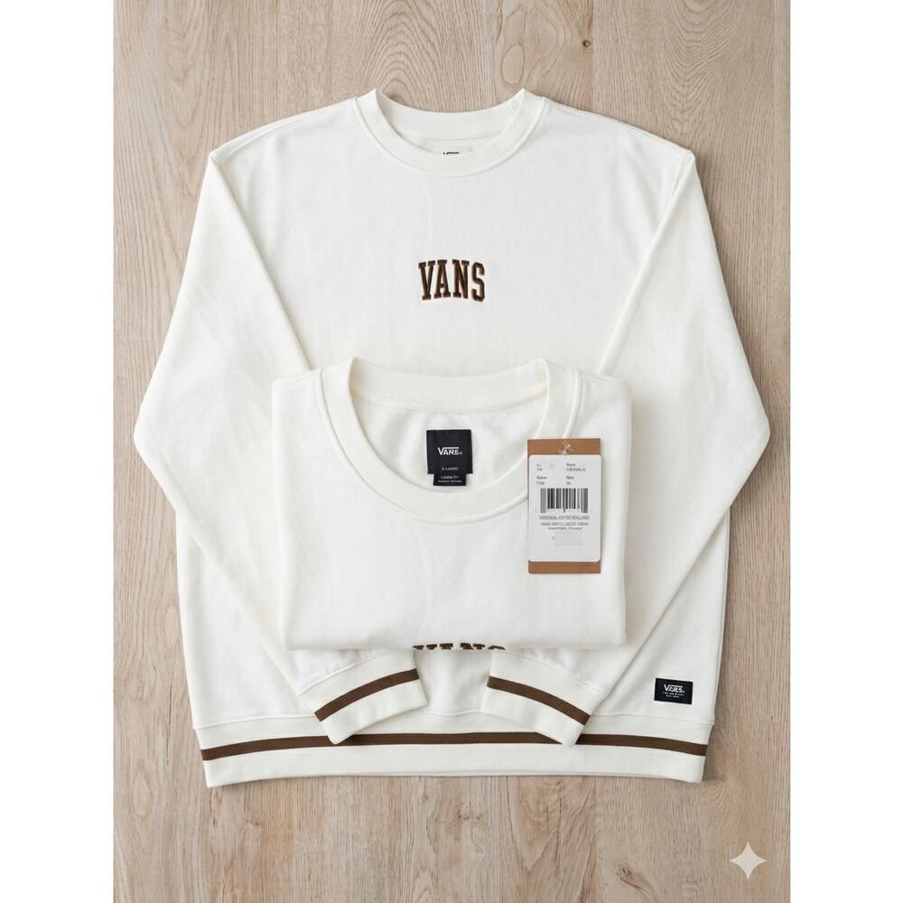 NWT Vans Arch Loose Crew Sweatshirt - French Terry - Marshmallow - XL